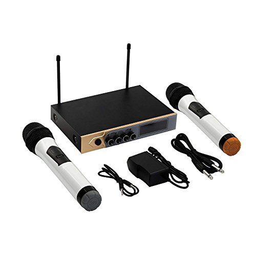 UHF Wireless Microphone System with LCD Display, Tsumbay Dual Channel Bluetooth Microphone Karaoke Mixer with 2 Handheld Microphones for Home Party, Karaoke, Speech, Outdoor Wedding, Conference - Thumbnail 7