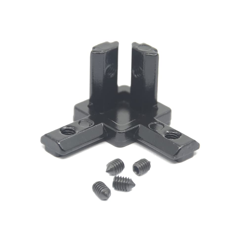 Iverntech 8-Pack Black 3-Way End Corner Bracket Connector with Screws+Wrench for 6mm Slot 2020 Series European Standard Aluminum Extrusion Profile