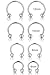 Jstyle 6-10 Pcs a Set 316L Stainless Steel 16G Nose Piercing Septum Lip Nipple Eyebrow Rings Hoop Horseshoe Helix Tragus Cartilage Ear Piercings 6-12mm