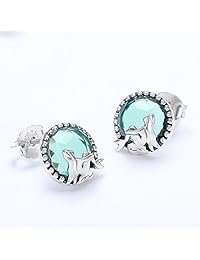 BAMOER - Pendientes de plata de ley 925 con diseño de hada con circonita cúbica morada