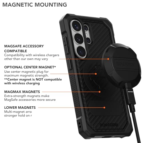 Rokform - Funda resistente para Galaxy S26 Ultra, cubierta magnética, armadura probada en caídas (negro)