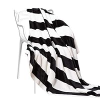 NTBAY Flannel Throw Blankets Super Soft with Black and White Stripe (51"x 68")