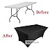 Tektrum 6 ft Long Rectangular Stretch Tablecloth, Spandex Jacket Cover, Tight Fit Linen-Fitted Table Cover For Trade Show, DJ, Wedding, Party, Banquet, Event, Kiosk, Vendor - Premium Fabric (Black)