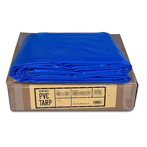 12-Foot by 16-Foot Multi-Purpose 100% Waterproof Blue Heavy Duty PVC Vinyl Tarp Cover 12 Mil Thickness for Inflatables, Tents, and Weather Protection