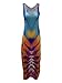 ETCYY Women's Sexy Print Maxi Dress for Evening Party Summer Straps Sundress, Size L,Blue,Large