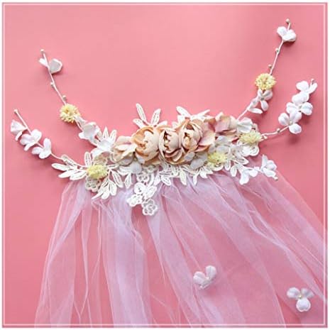 Wreath Flower Headdress Bride Hair Accessories Veil White Head Flower Headdress Wedding Dress Accessories (Size : 2572cm)