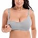 Gratlin Women's Plus Size Cotton Nursing Bra Breastfeeding Maternity Wireless Sleep Bralette Lace Light Grey 42DD