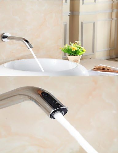 KHSKX Electronic Automatic Sense Basin Tap Wall Mount Water Saving Faucet Battery Or 220V Power , silver