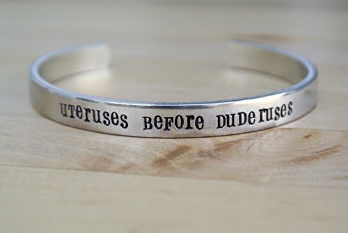 Uteruses Before Duderuses Hand Stamped Cuff Bracelet | Best Friend Gift | Galentine's Day Gift | Feminist Jewelry | Feminism | Funny Bracelet