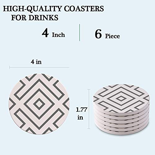 Absorbent Stone Coasters with Metal Holder-set of 6-4" x 4" -1/4" Thick，Absorbent，Heat-Resistant - Round Edges Best for Drinks in Office Home or Cottage - Thumbnail 4