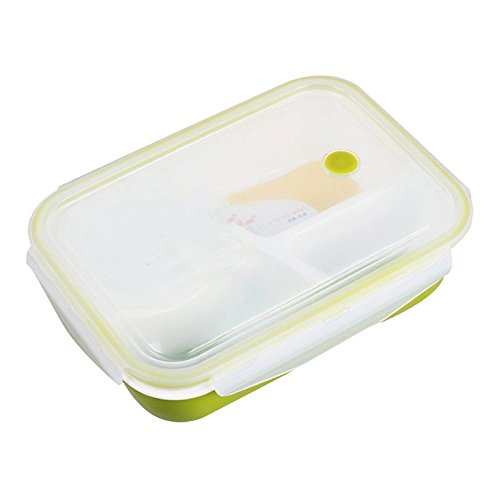 Vinmax Bento Lunch Box Rectangulaire 4 Compartiments Anti-fuite pour Enfants et Adultes Boîte Alimentaire Passe au Micro-ondes - Vert