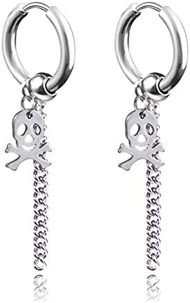 Punk Hoop Earrings Stainless Steel Dangle Chain Huggie Earring Hinged Unisex Piercing Jewelry