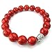 KONOV 10-12mm Natural Energy Stone Beads Gemstone Mens Womens Bracelet, Buddha Mala, Red Silver