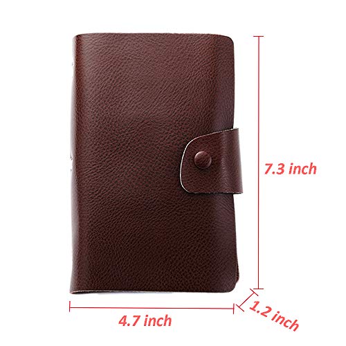 Business Card Holder, Boshiho Genuine Leather Credit Name ID Card Holder Book, Office Journal Business Cards Organizer (M-Coffee) - Thumbnail 4