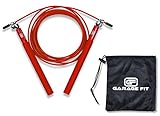 Garage Fit Speed Jump Rope - Cable Jump Rope - Speed Rope - Jumping Ropes for Fitness with Carry Bag (Red)