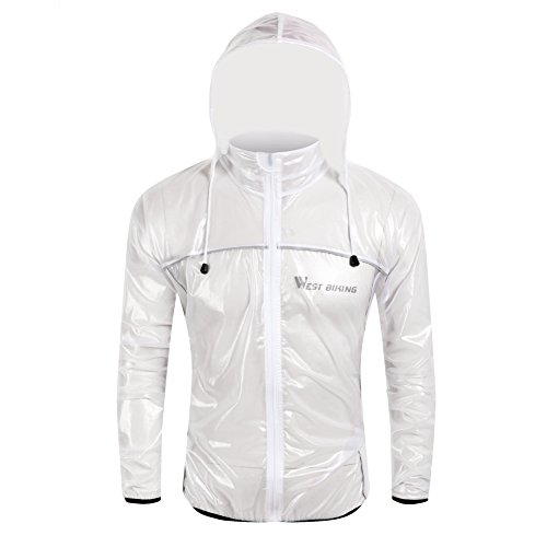 West Biking Rainproof Cycling Rain Coat Men Bike Rain Jacket Outdoors Riding Bicycle Raincoat Waterproof White