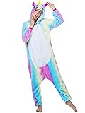 Adult Onesie Unicorn Pajamas for Women Kigurumi Animal Cosplay Halloween Costume, Rainbow Unicorn 2, S For Height 59