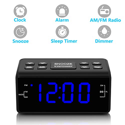 Alarm Clock, Alarm Clocks for Bedrooms with AM/FM Radio,Dimmer,Snooze