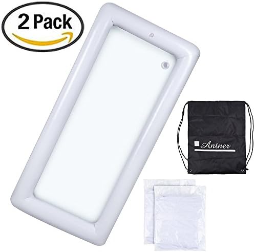 Antner 2 Pack Inflatable Salad Bar Buffet Ice Cooler Beverage Serving Bar with Drain Plug, White