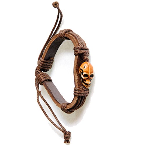 Tribal Voodoo Pirate Skull Leather Bracelet