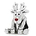 BELLA FASCINI Rudolph Red Nose Reindeer Christmas Charm Bead - 925 Silver - Fits European Bracelets