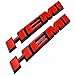 (2 pieces) HEMI Side Fender Emblem Badge Plate Decal with Sticker for Dodge Charger V8 RT Ram 1500 Challenger[slant red with black outlining]