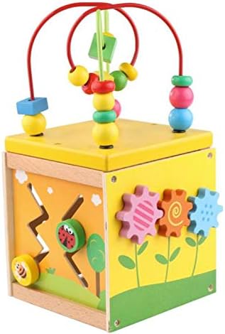 ammyus Math Toys - Kids Activity Center Shape Sorting Cube Roller Coaster for Baby Bead Maze Learning Clock Gear Toy Children Educational Math Toys 1 PCs