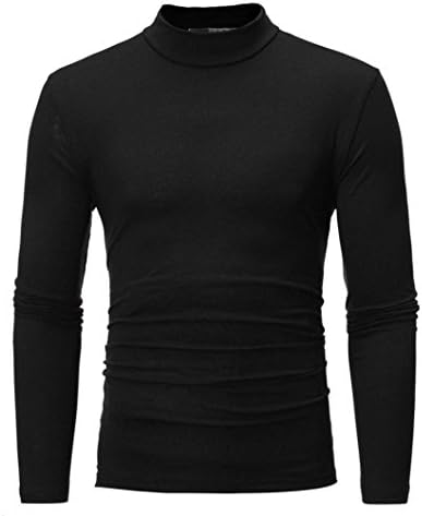 Daylin Newest Personality Men's Autumn Winter Daily Large Size Striped Turtleneck Pure Color Long Sleeve T-Shirt Top Blouse M~3XL