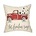 Fahrendom Happy July 4th Farmhouse Home Décor Let Freedom Ring Patriotic Decorative Throw Pillow Cover Vintage Red Truck with Stars Sign Decoration Cotton Linen Cushion Case for Sofa Couch 18 x 18 in