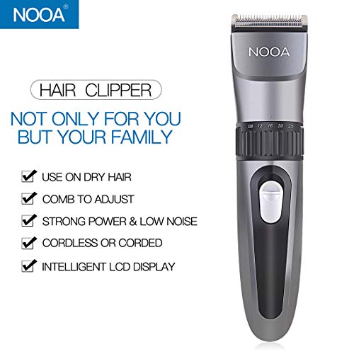 NOOA Hair Clipper/Trimmer for Men, Cordless Rechargeable Lithium Lon LCD Hair Cutting Kit with Blades,Guide Combs,Hair Clipper Oil and Brush - Thumbnail 2