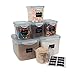 Gabmi Airtight Large Food Storage Containers - Set of 6 - Ideal for Flour, Sugar, Baking supplies - Bulk Pantry Food Storage & Kitchen container - Bonus 2 ½ Measuring Cup & 8 Chalkboard stickers