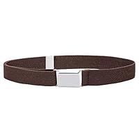 Buyless Fashion Kids and Baby Adjustable and Elastic Dress Stretch Belt with Silver Buckle - 5101-Brown