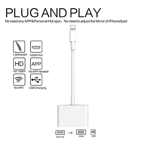 Lightning to HDMI Adapter, Lightning to Digital AV Adapter 1080p Sync