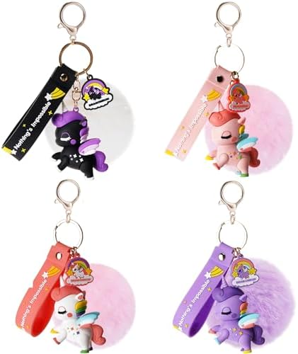 Malkin® Unicorn Keychain for Girls | Cute Anime Key Ring | Rubber