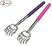 SinLoon(2- Pack Extendable Telescopic Scratcher Handle, Bear Claws Metal Back Scratchers/Hand Massager/backslap with Rubber Handles（Purple and Pink
