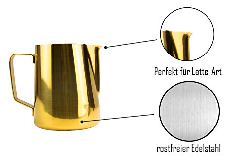 Barista Legends® Milchkännchen Edelstahl 600ml - mit speziellem Latte Art Ausguss - Milchkanne für Hobby Barista in beeindruckenden Farben – Bild 7