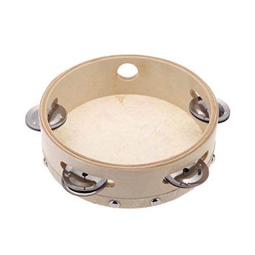 Algol - 6in Hand Held Tambourine Drum Bell Metal Jingles Percussion Musical Toy for KTV Party Kids Games
