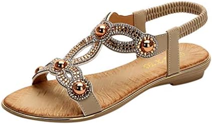 chengzhijianzhu Women's Sandals Bling Crystal Peep Toe Flats Slip-On Flip-Flops Slides Basic Slingback Beach Slippers Shoes
