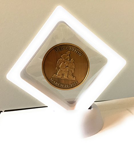 White Diamond Square AA Medallion Challenge Coin Chip Display Stand Holder Magic Suspension Box