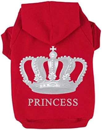 Kasit Pet Dog Puppy Clothes PRINCESS Hoodies with Imperial Crown Pattern for Small Medium Large Dogs (3XL, Red)