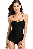 BeautyIn Women's Halter One Piece Padded Swimsuit Pin Up Monokinis Bathing suits