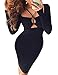 Allegrace Women Sexy Long Sleeve String Halter Neck Stretch Bandage Party Dress