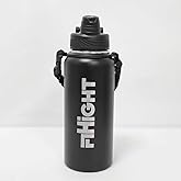 FIHIGHT -Motivational Water Bottle,Double wall Vacuum Insulated- 32 oz for Hot-12H and Cold -24 Drinks.Stainless steel (inner 304,outer 201).A lid with two drinking options.Two Handles