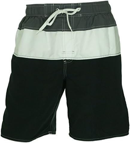 Newport Blue Swim Men's Colorblock Swim Shorts, Black Grey, Medium