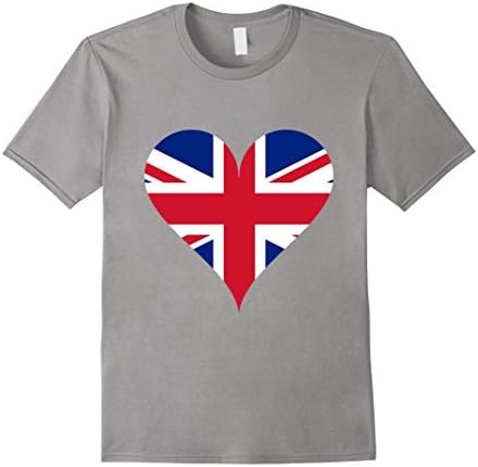 Mens I Heart UK : Love United Kingdom Flag T Shirt Small Slate