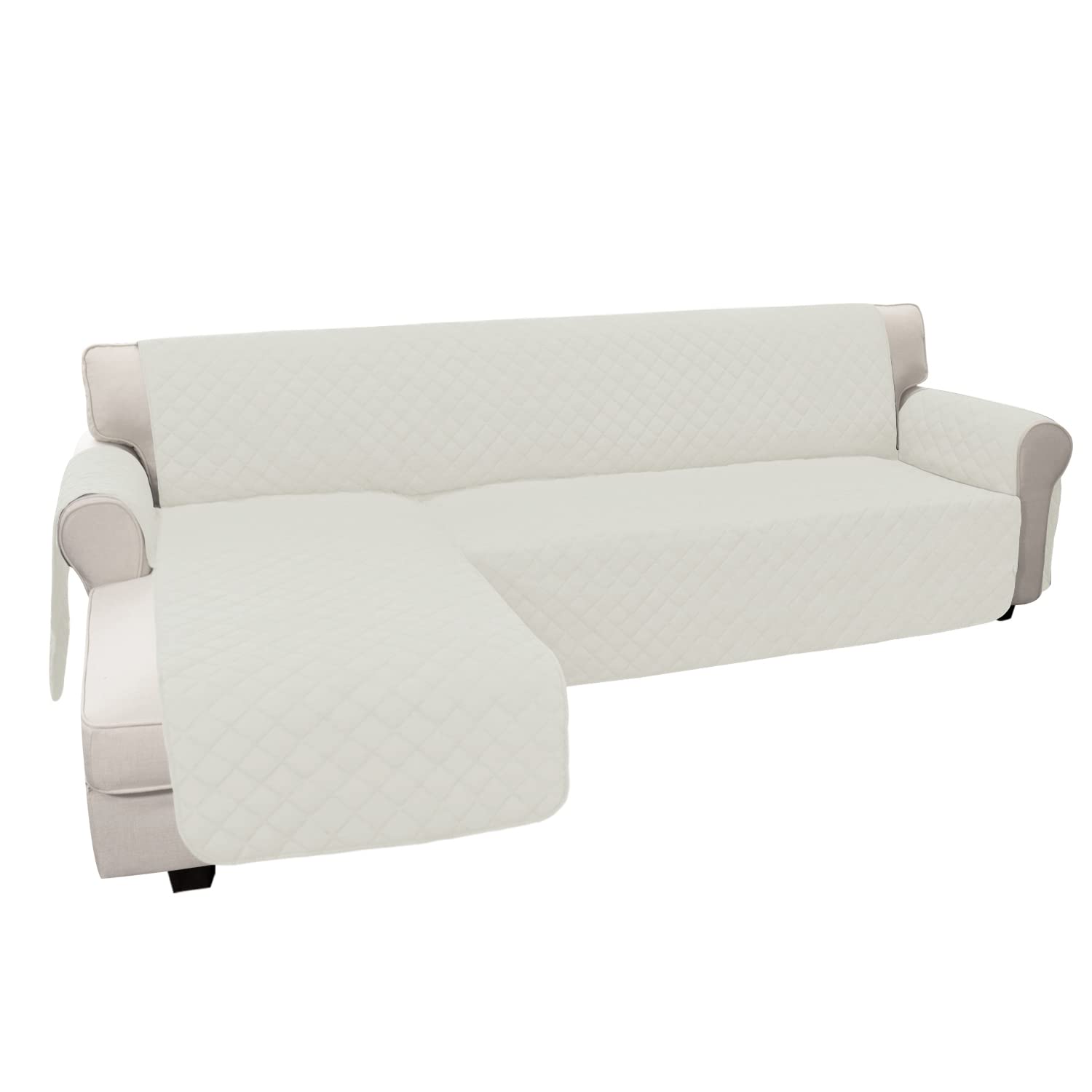 Photo 1 of Easy-Going Sofa Slipcover L Shape Sofa Cover Sectional Couch Cover Chaise Lounge Slip Cover Reversible Sofa Cover Furniture Protector Cover for Pets Kids Children Dog Cat (X-Large,Ivory/Ivory)