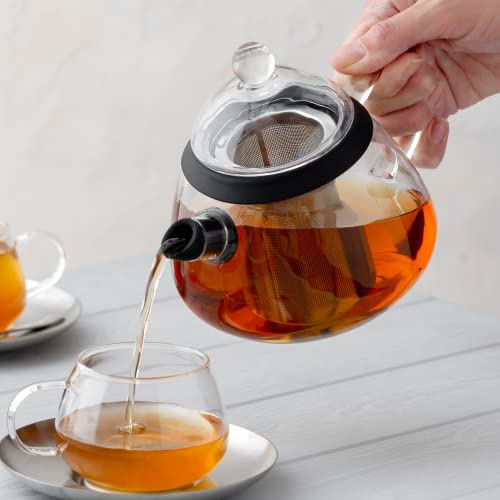 Elfin Glass Teapot with Infuser and Warmer (StainlessSteel) Danish