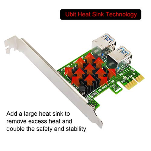 PCI-E Riser Adapter Board 16x to 1x Powered Riser Adapter Card w/60cm USB 3.0 Extension Cable & 6-Pin PCI-E to SATA Power Cable GPU Riser Adapter - Ethereum Mining ETH 4 in 1 (EXU104S)