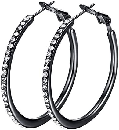 Hoop Earrings, Cubic Zirconia White Gold plated Hoop Earrings For Womens, Rhinestone Girls Earings