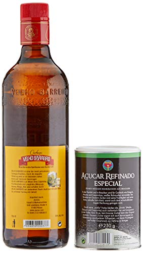 Velho Barreiro Caipi-Set II-Caiprinha Bundel, Cachaca, Rohrzucker, Stampfer, Glas in Geschenkverpackung (1 x 0.7 l) – Bild 3